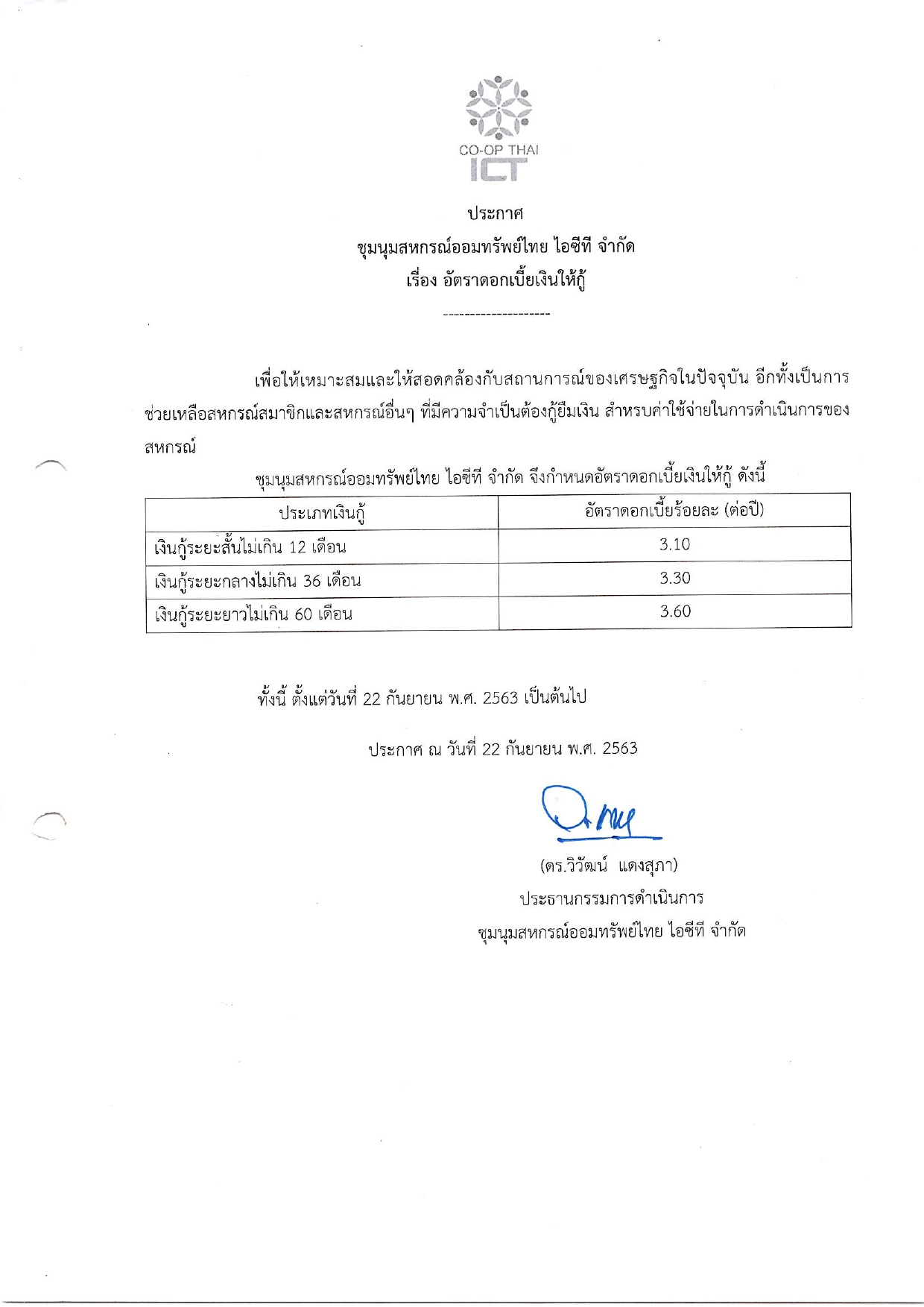 อัตราดอกเบี้ยเงินให้กู้